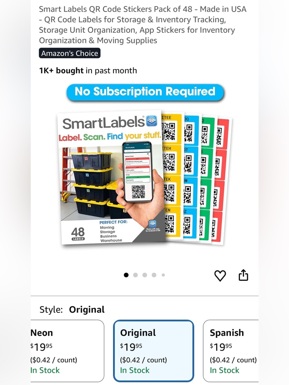 SmartLabels QR Inventory Tracking Labels 48CT - Retails $19.99 on Amazon - Picture 6 of 6